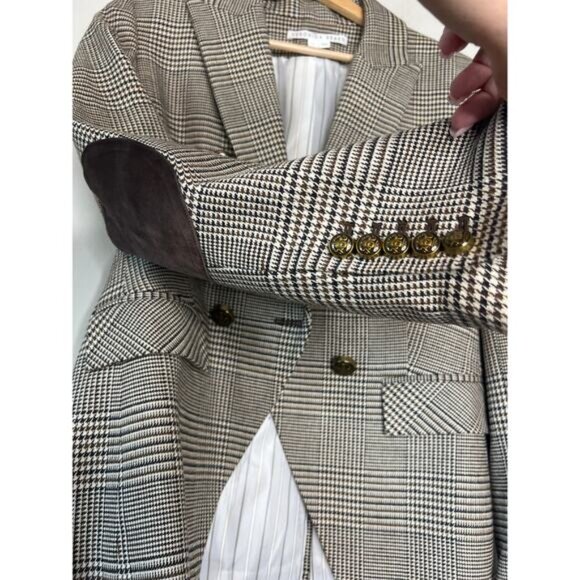 NEW Veronica Beard Houndstooth Plaid Lined Button Jacket Brown Size: 6 - Picture 3 of 5